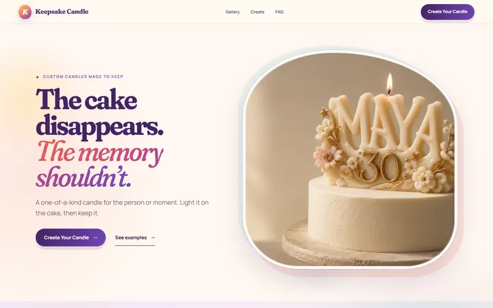 Keepsake Candle, built by APT Enter
